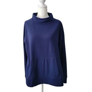 ZELOS Navy Blue‎ Hoodie Sweatshirt Side Stripe Pockets Women's Size M